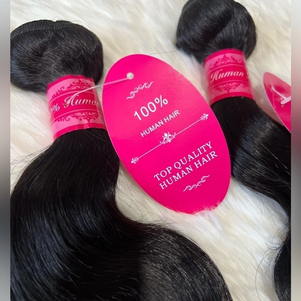 Body Wave Human Hair 20, 22 & 24  Inch 10A Brazilian  Black Virgin Human Bundles
